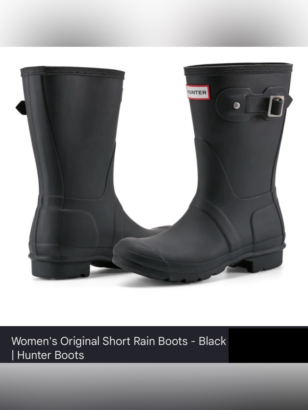NIB Hunter Women's Original Short Waterproof Rain Boots, Black, Size 7